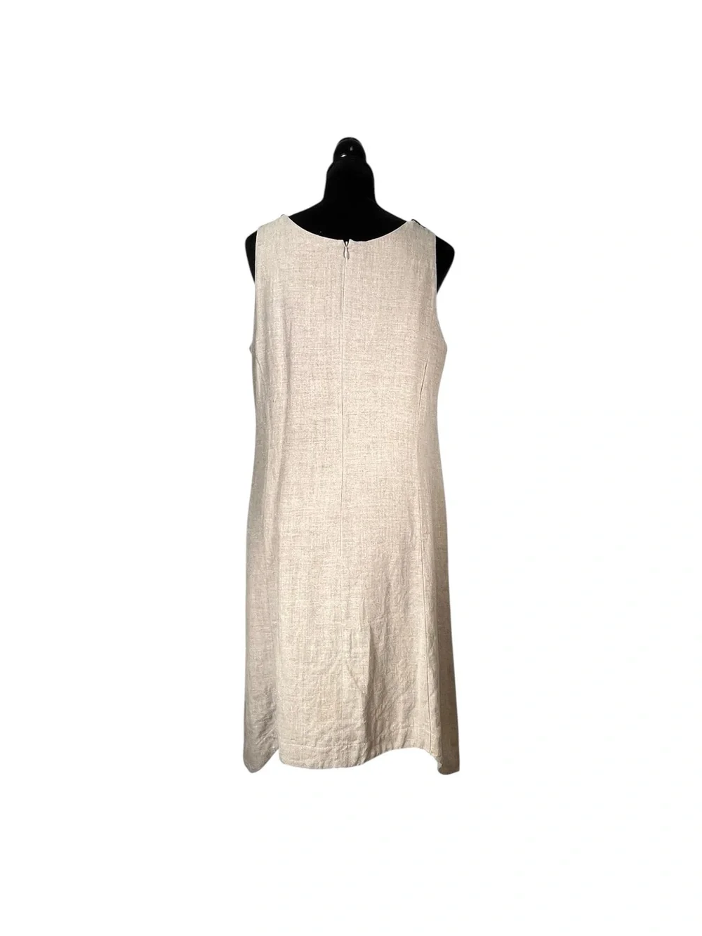 Mindau Linen Shift Dress Sleeveless Side Button Black Asymmetrical Hem Large
